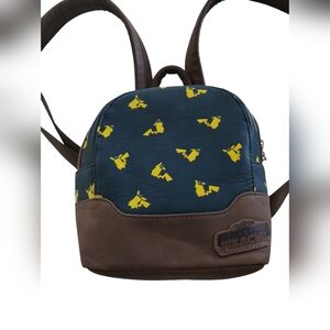 Pokemon Detective Pikachu Loungefly Mini Backpack Bag Zip Charm Multi-Color Blue